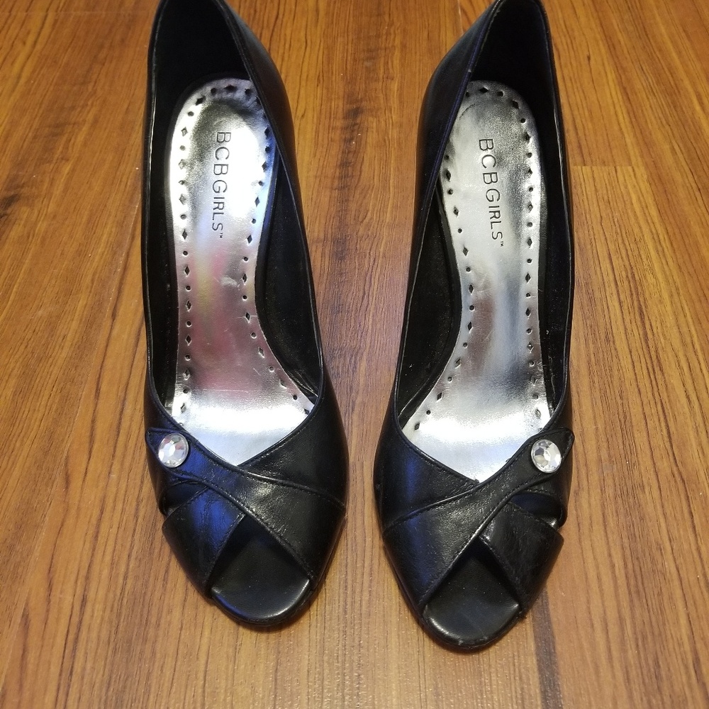 Black with jewel heels